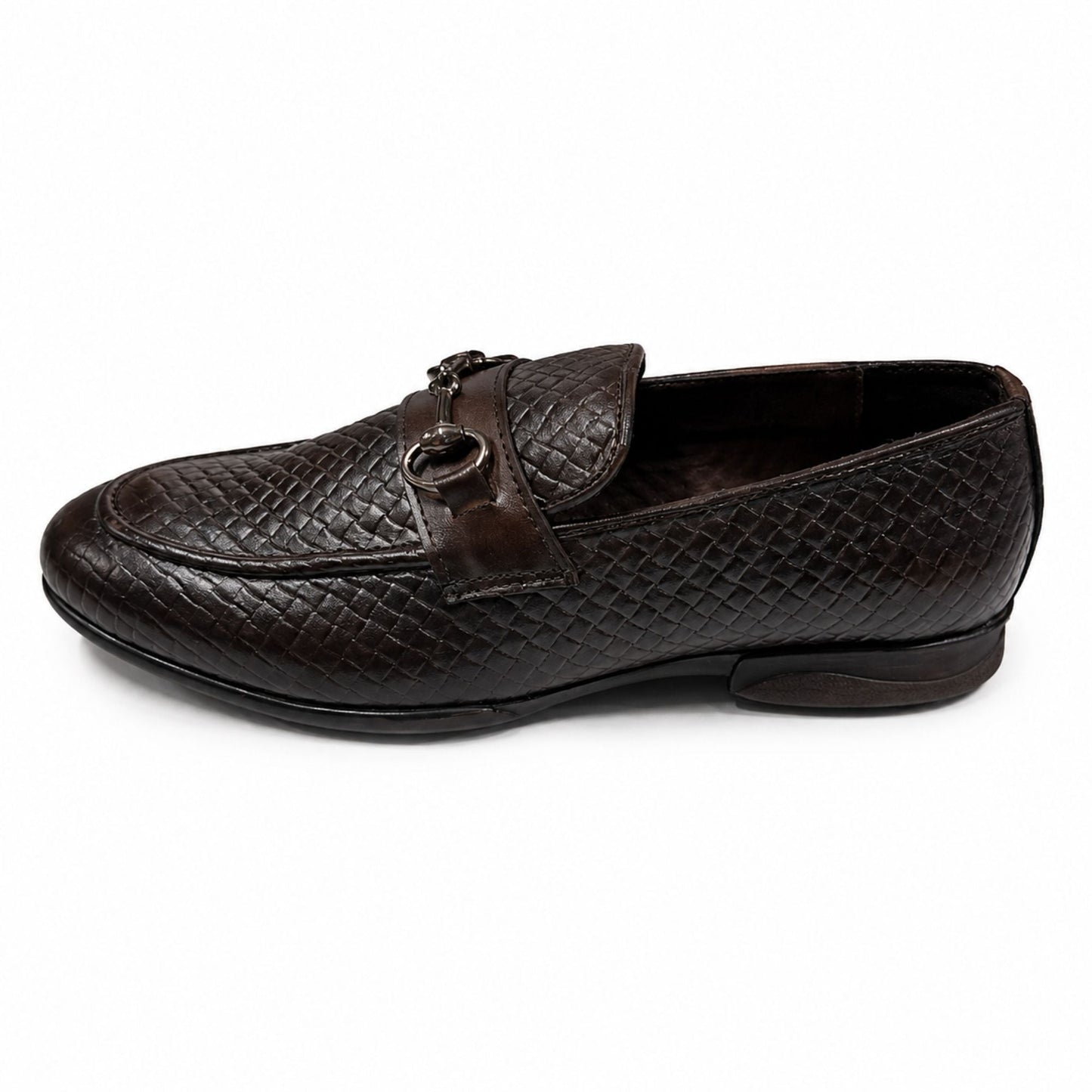 ROSSO BRUNELLO Woven Slip-On Formal Loafers for Men - Brown