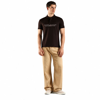 Tommy Hilfiger Men’s Printed Regular Fit Polo T-Shirt - Brown