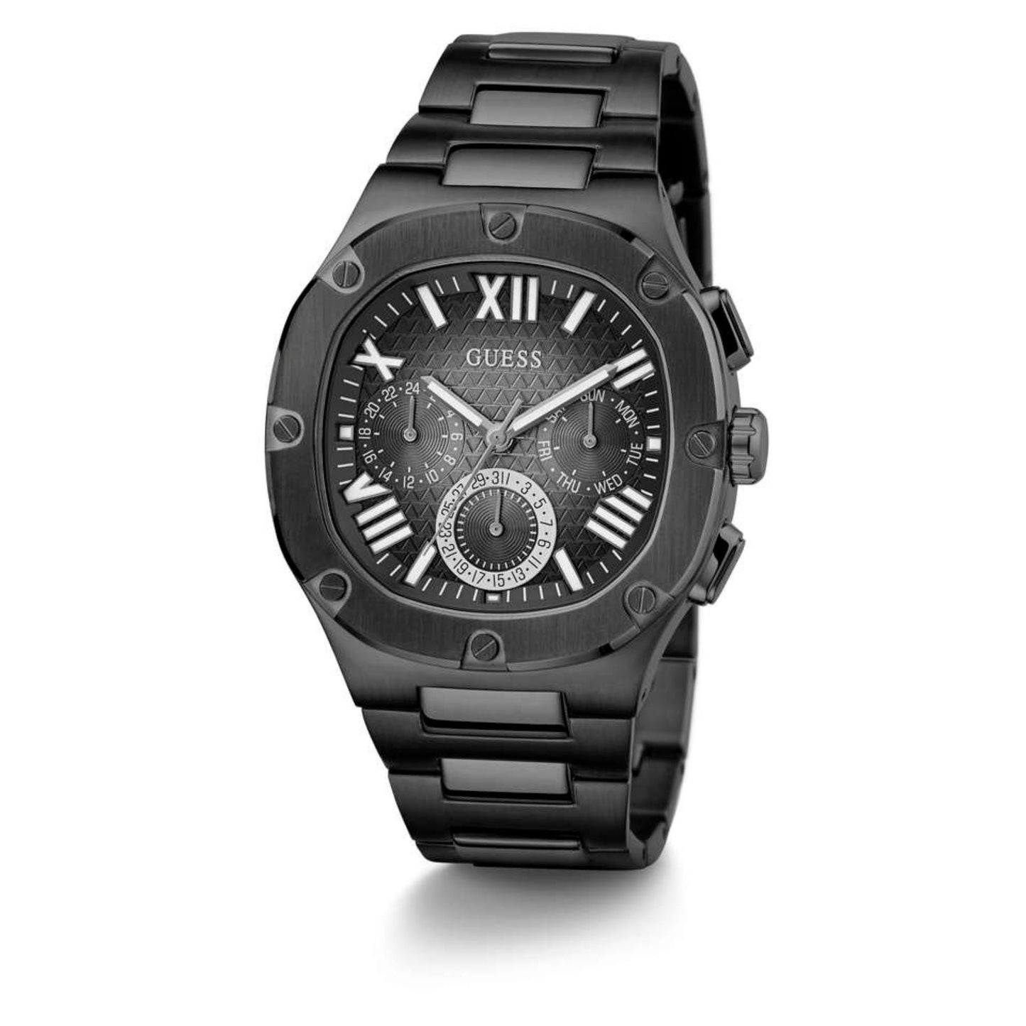 GUESS GW0572G3 Headline Men’s Watch | Blue Dial Two-Tone Stainless Steel | Square Multi-Function Luxury Watch