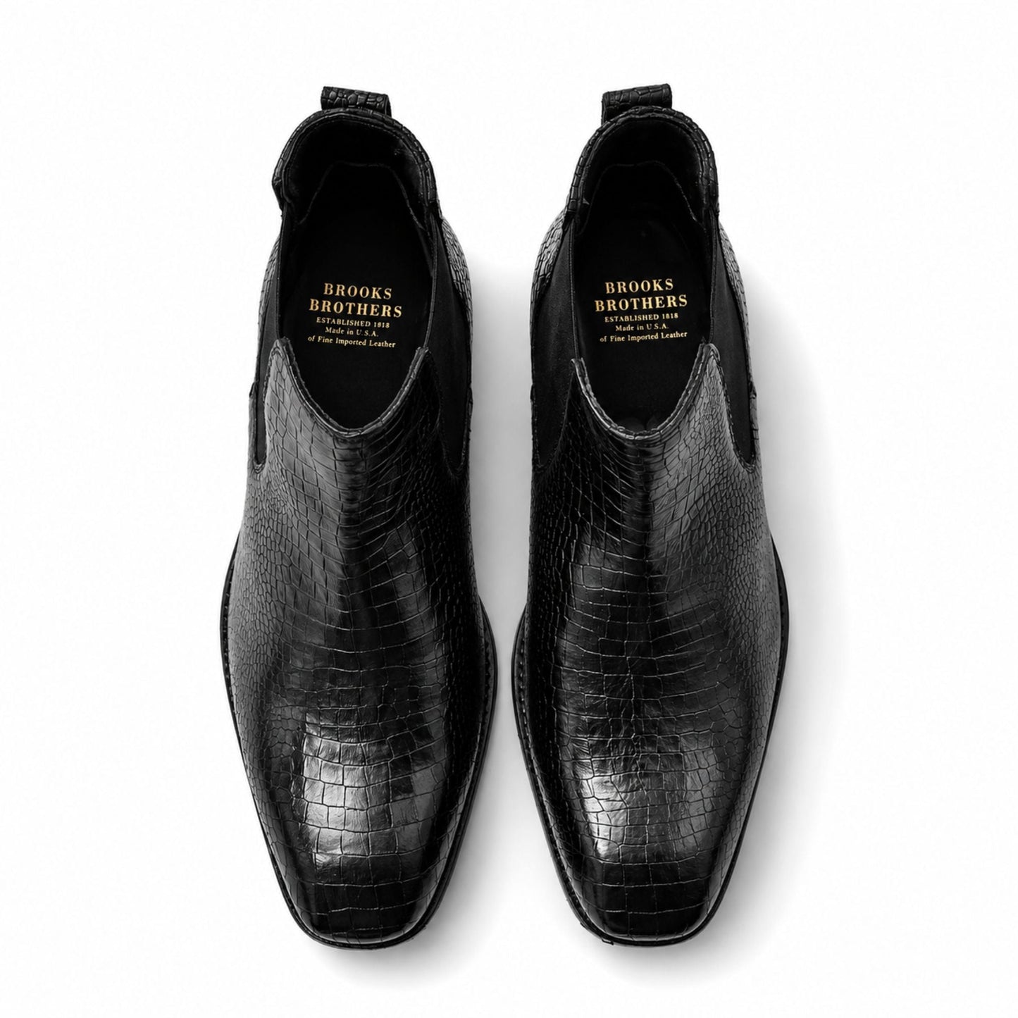 Brooks Brothers Croc Texture Chelsea Boots for Men’s - Black