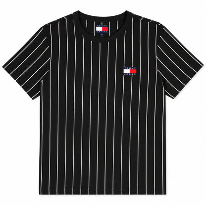 TOMMY HILFIGER Men’s Striped Crew Neck Cotton T-Shirt - Black
