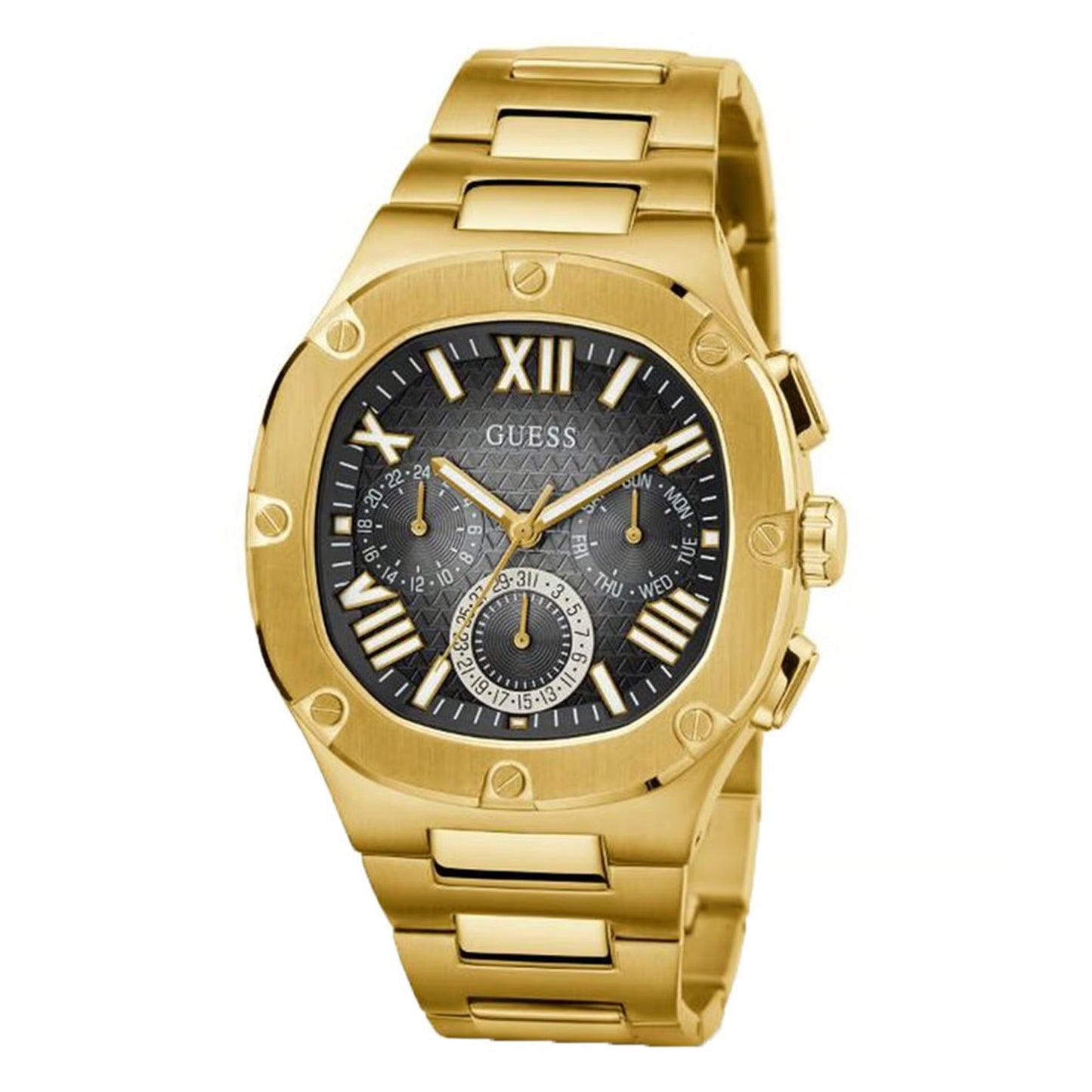 GUESS GW0572G2 Headline Men’s Watch | Black Square Dial Stainless Steel | Multi-Function Luxury Analog Watch