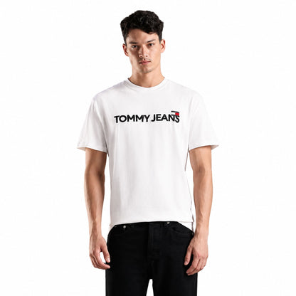 TOMMY HILFIGER Men Printed Crew Neck Pure Cotton T-Shirt - White
