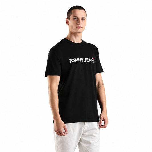 TOMMY HILFIGER Solid Regular Fit Cotton T-Shirt - Black