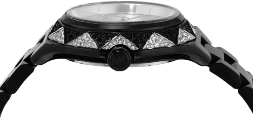 Michael Kors MK4692 Raquel Women’s Watch | Silver Dial Black Stainless Steel Bracelet | Rectangular Analog Luxury Watch