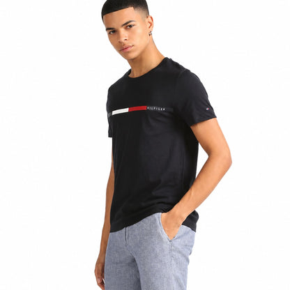 TOMMY HILFIGER Chest Bar Slim Fit T-Shirt - Navy Blue
