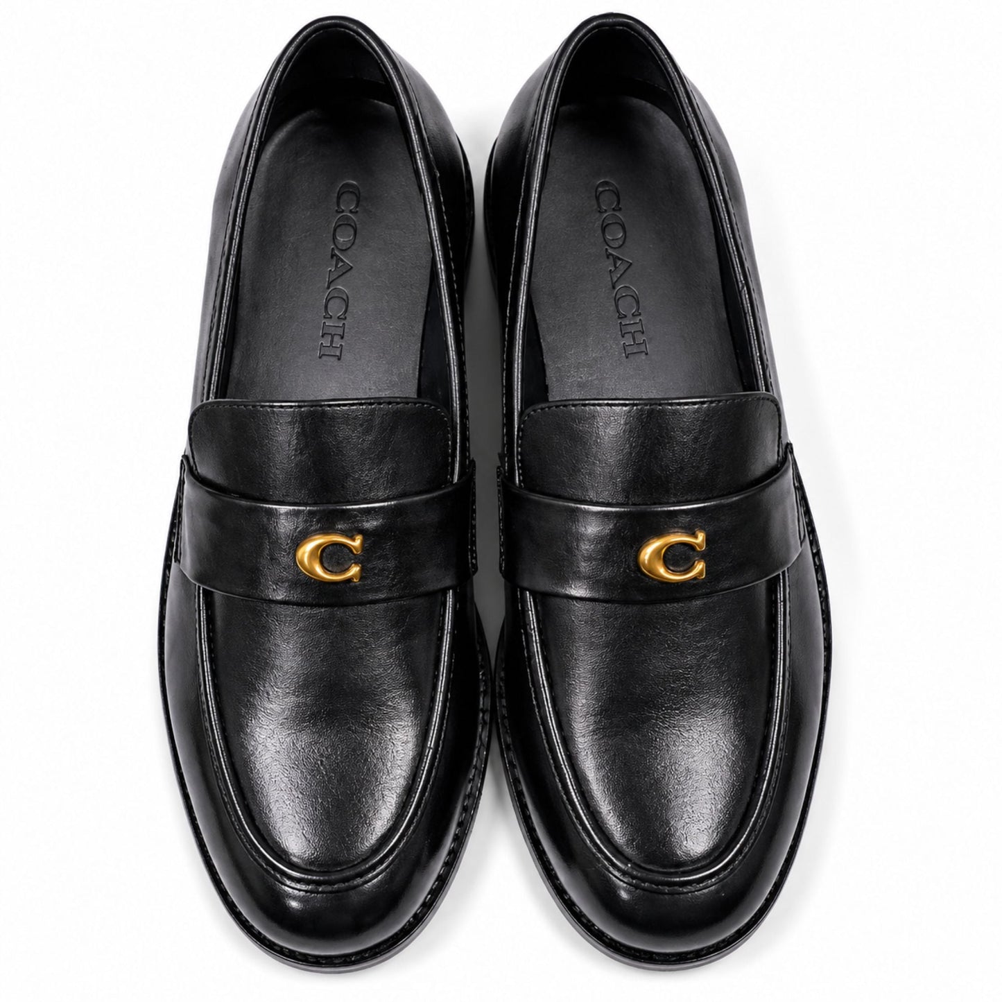 COACH Men’s Premium Leather Loafers - Black
