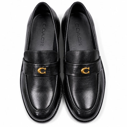 COACH Men’s Premium Leather Loafers - Black