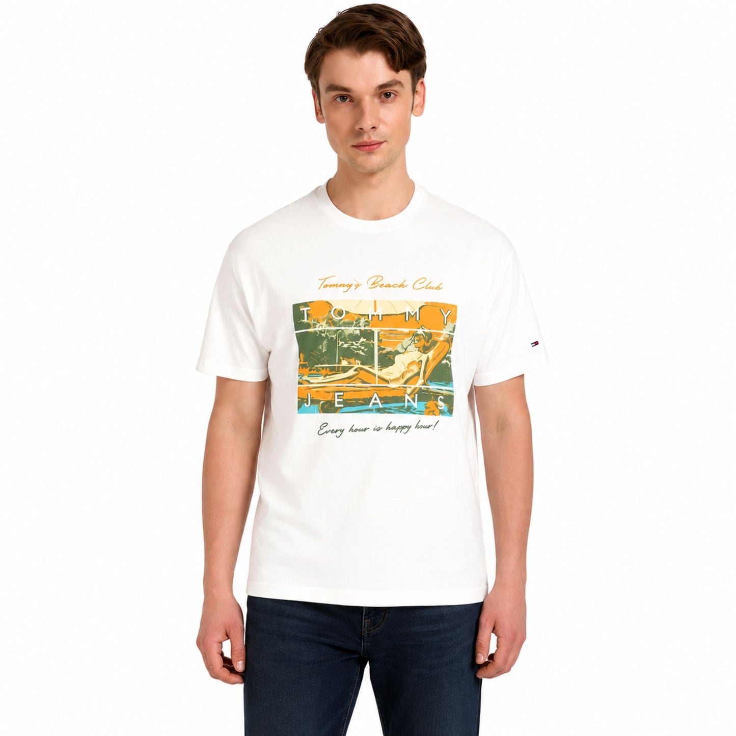 TOMMY HILFIGER Men Graphic Print Round Neck T-Shirt - White