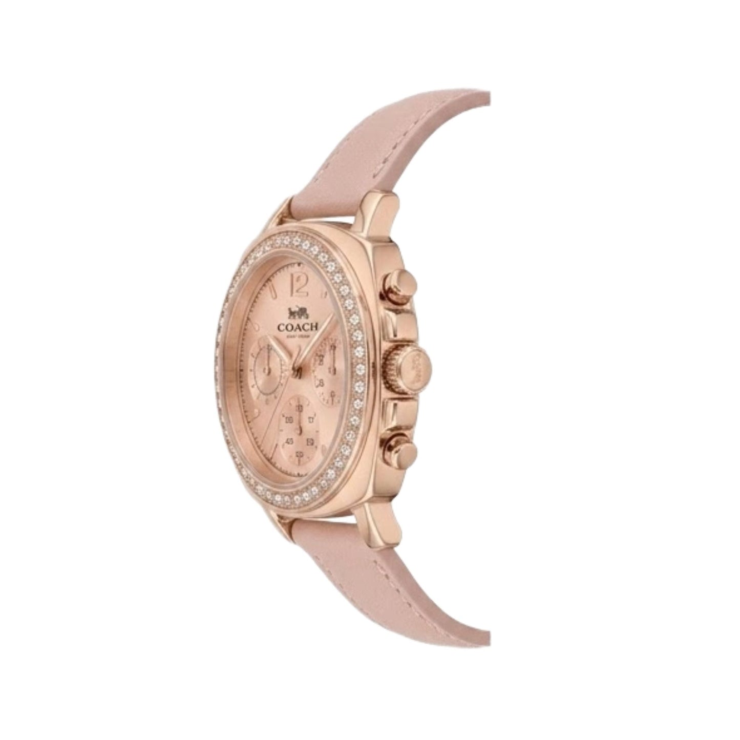 Coach 14503131  Women’s Watch | Rose Gold Dial Crystal Bezel | Pink Leather Strap Multi-Function Luxury Watch