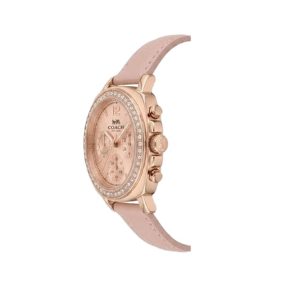Coach 14503131  Women’s Watch | Rose Gold Dial Crystal Bezel | Pink Leather Strap Multi-Function Luxury Watch