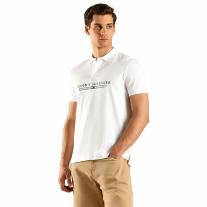 Tommy Hilfiger Men’s Printed Regular Fit Polo T-Shirt - Ecru