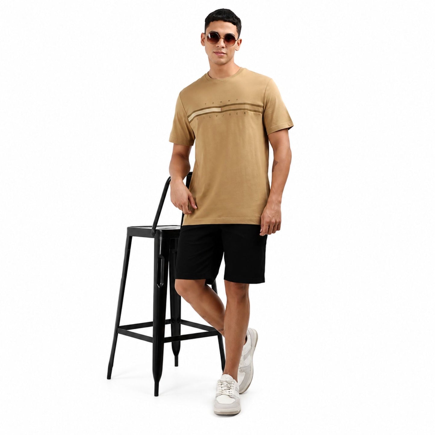 TOMMY HILFIGER Chest Flag Insert Cotton T-Shirt - Pinecone Tan