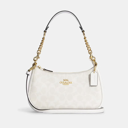 Coach Teri White Signature Canvas Shoulder Bag