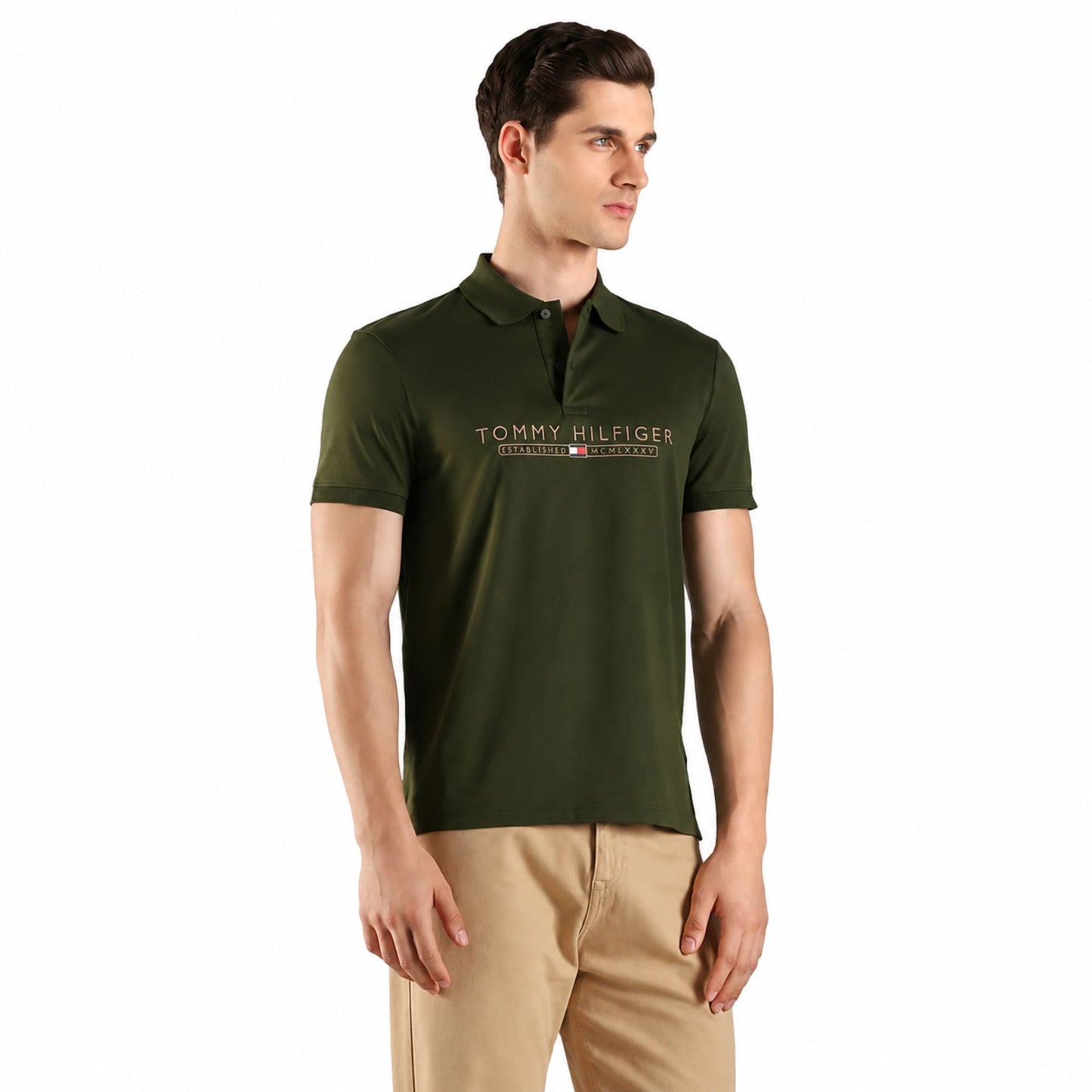 Tommy Hilfiger Men’s Cotton Polo T-Shirt - Arctic Spruce