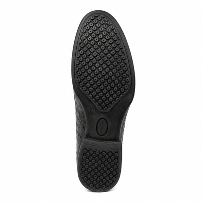 ROSSO BRUNELLO Croc Texture Slip-On Loafers for Men - Black