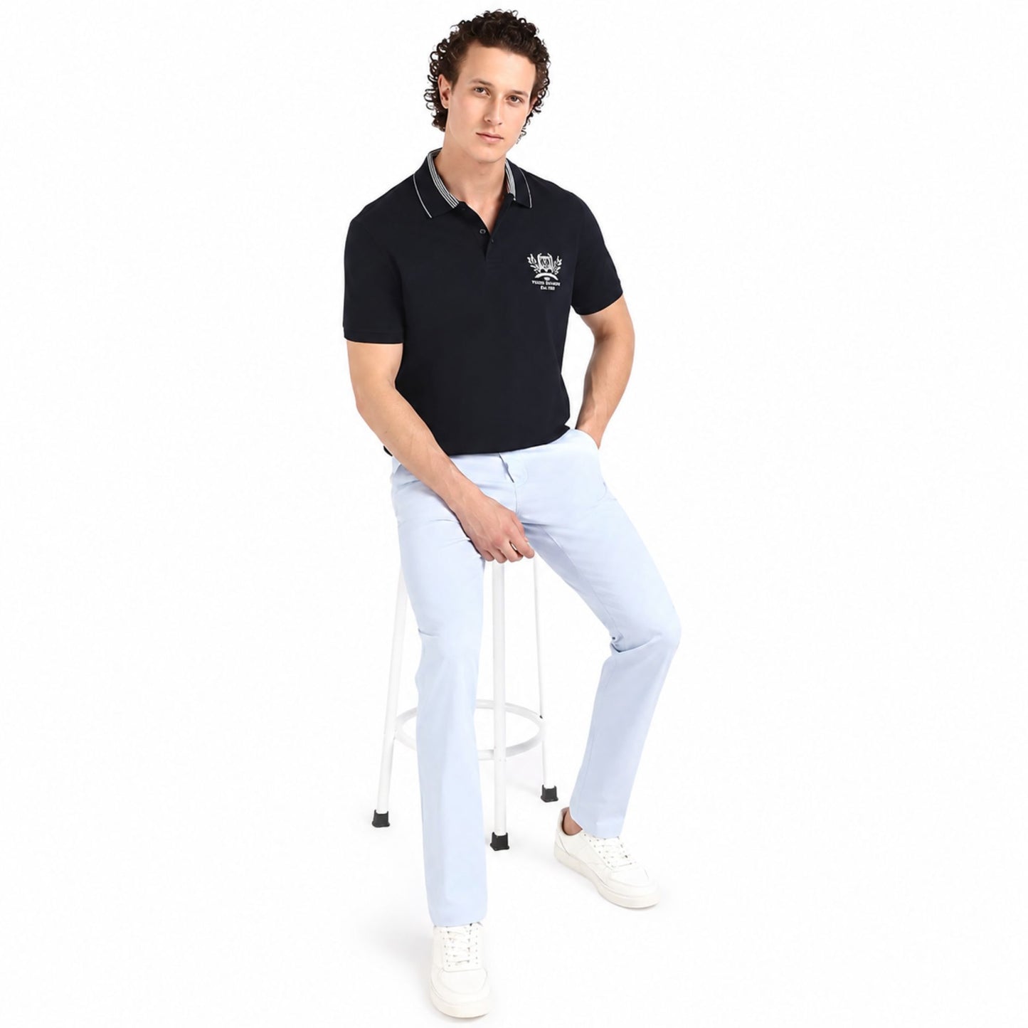 Tommy Hilfiger Men’s Embroidered Cotton Polo T-Shirt - Desert Sky