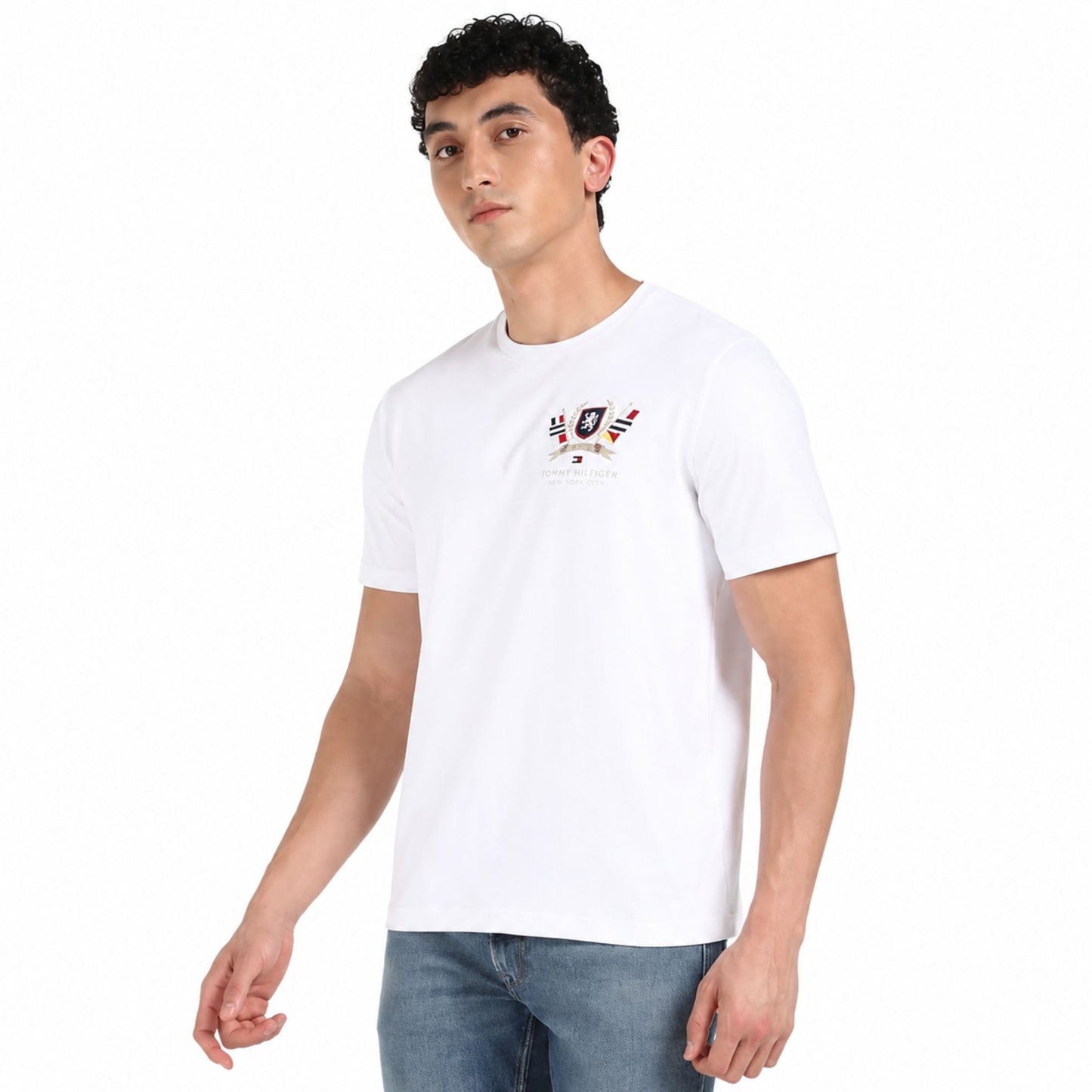 TOMMY HILFIGER Men Printed Crew Neck T-Shirt - White