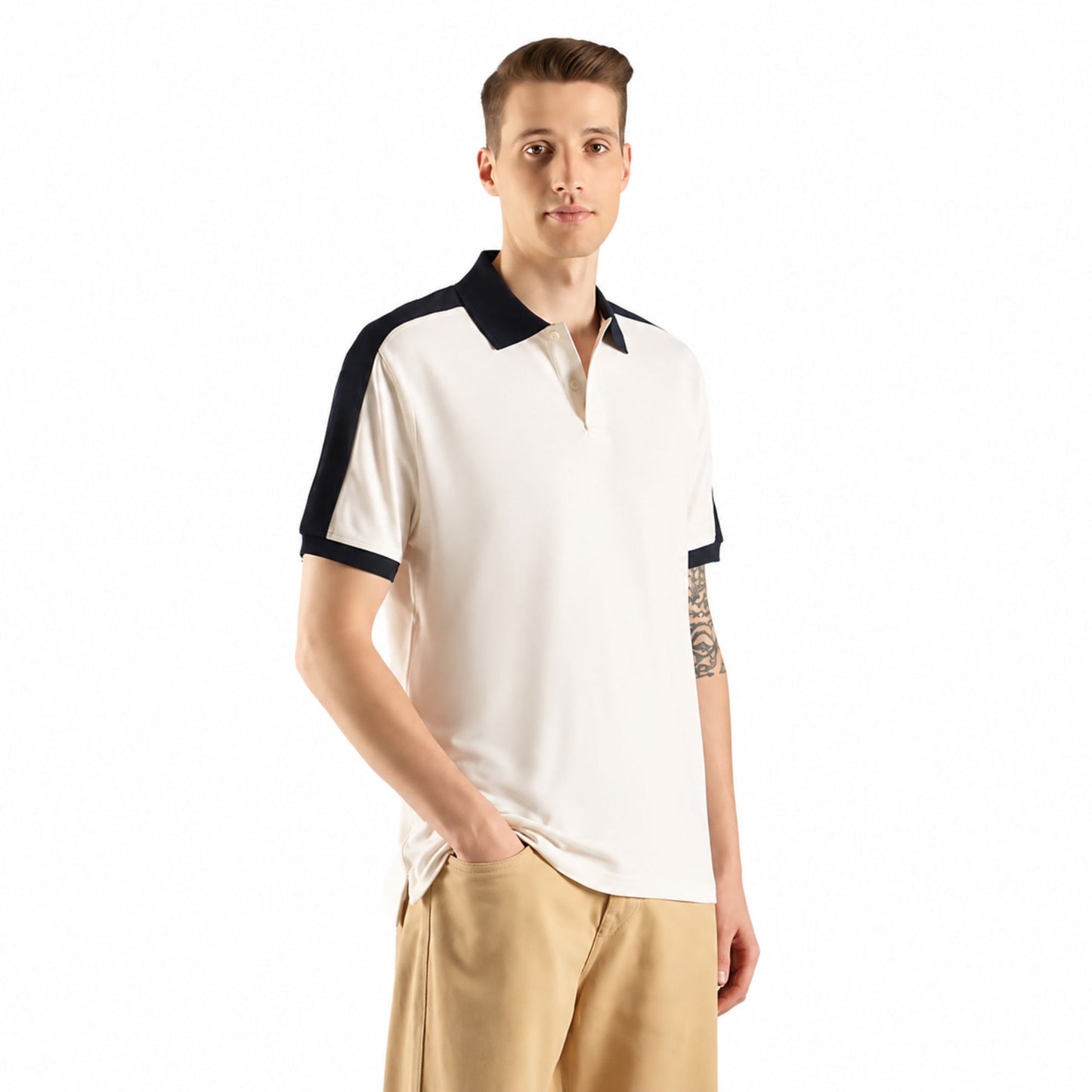 Tommy Hilfiger Men’s Solid Regular Fit Polo T-Shirt - Ivory