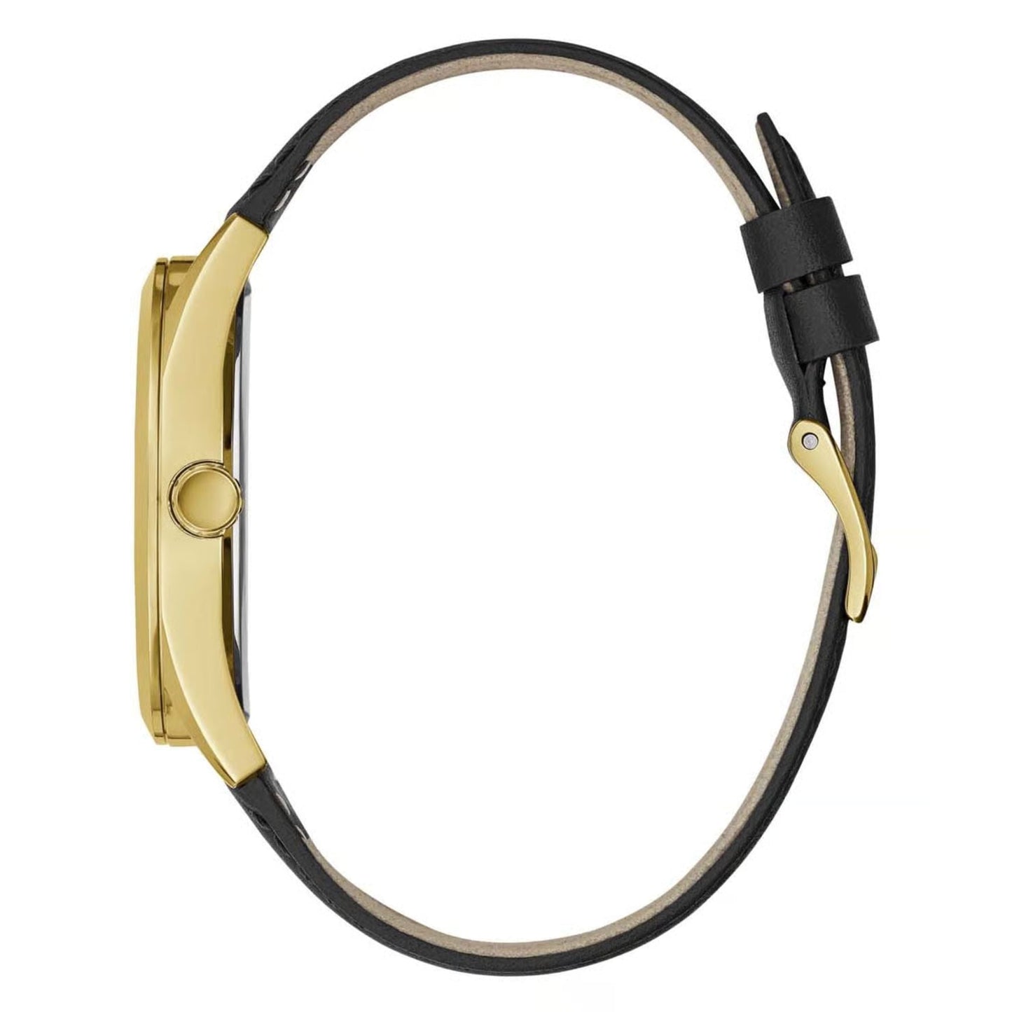 Guess Tailor GW0389G2 Men’s Multifunction Watch – Gold Dial, Black Leather Strap, 42mm Quartz
