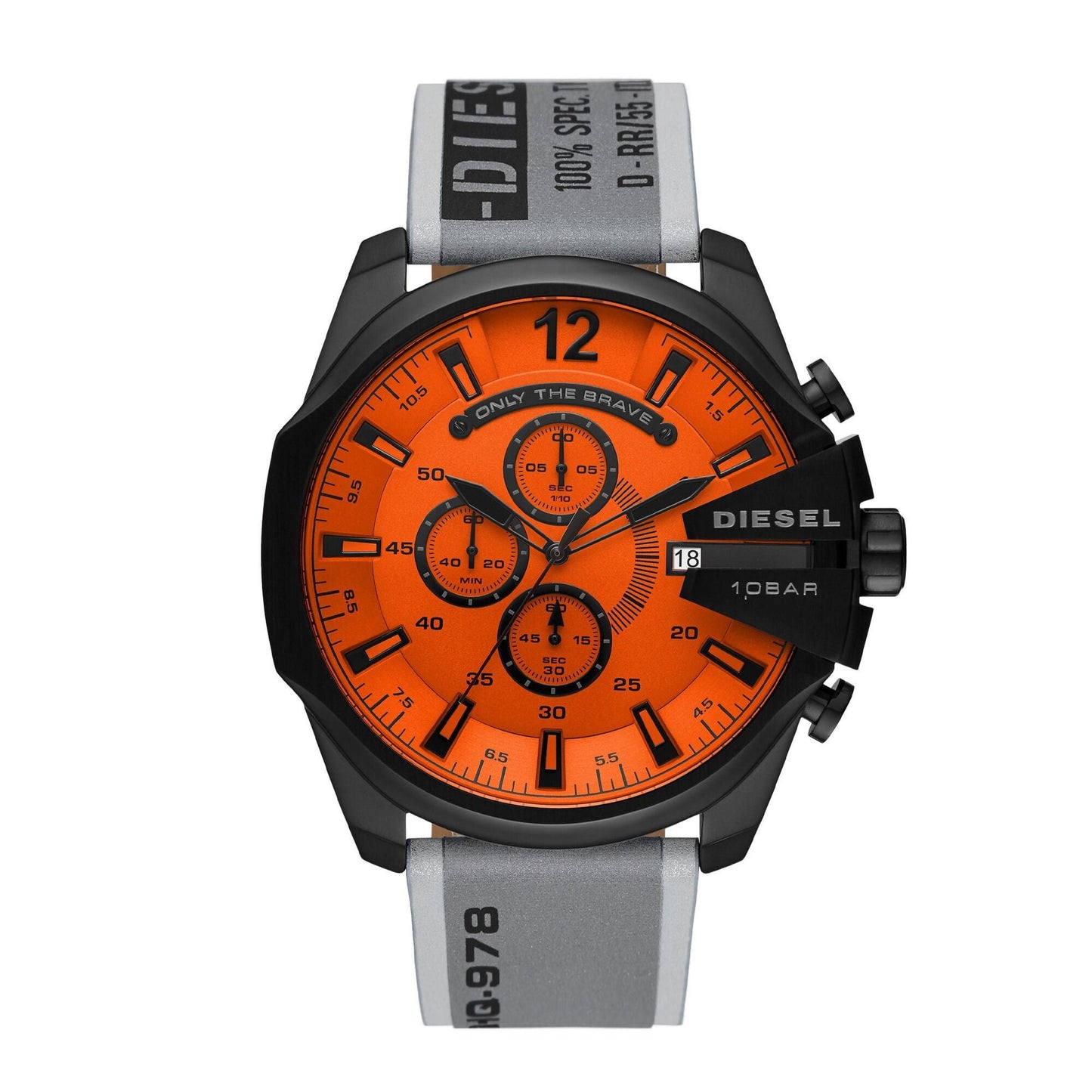 Diesel DZ4535 Mega Chief Men’s Watch | Orange Dial Chronograph | 51mm Stainless Steel Bold Designer Watch