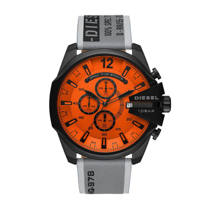 Diesel DZ4535 Mega Chief Men’s Watch | Orange Dial Chronograph | 51mm Stainless Steel Bold Designer Watch