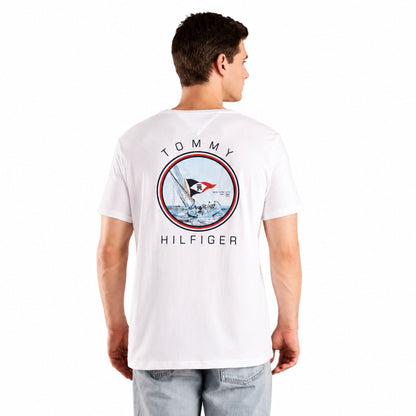 TOMMY HILFIGER Men Graphic Print Pure Cotton T-Shirt - White