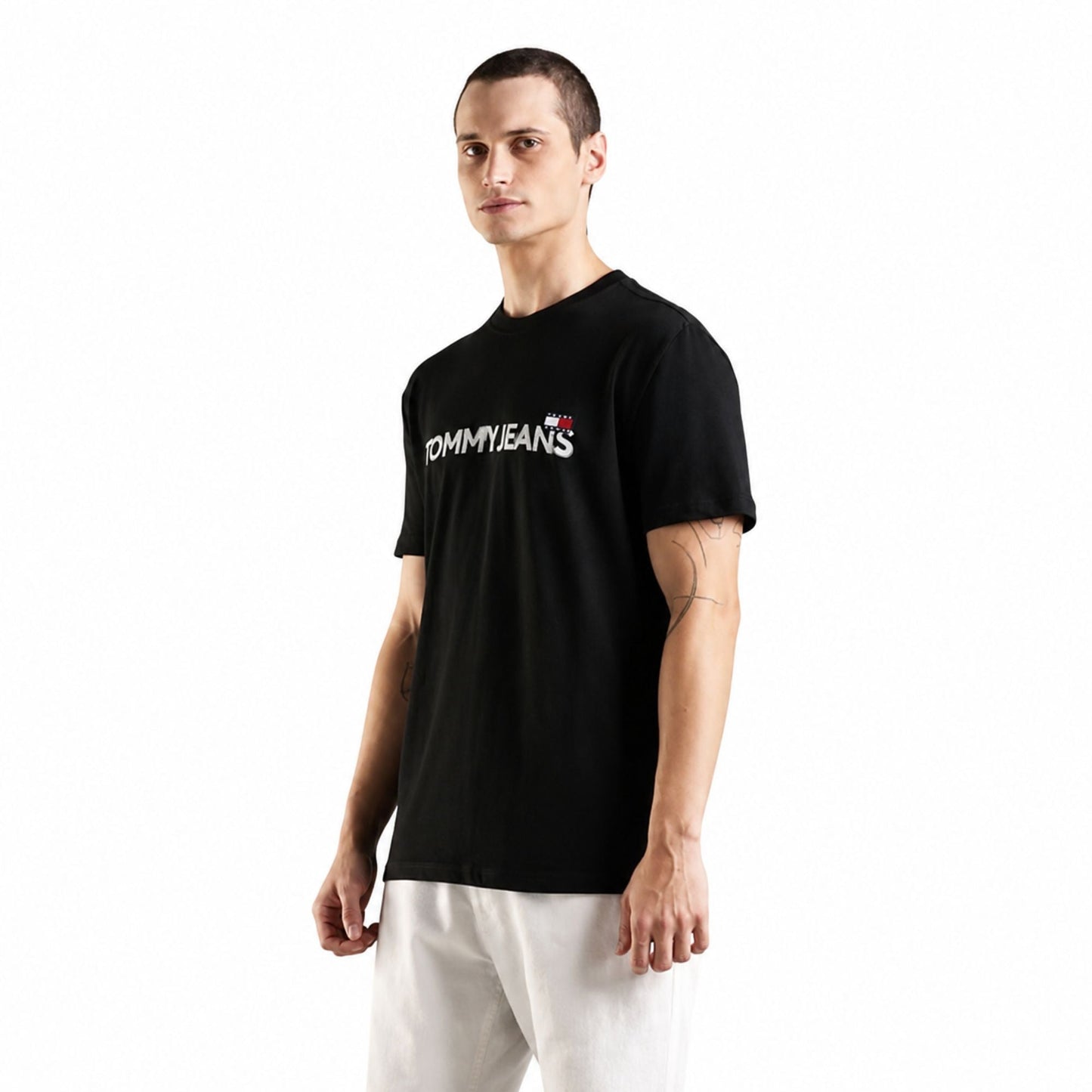 TOMMY HILFIGER Solid Regular Fit Cotton T-Shirt - Black