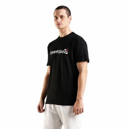 TOMMY HILFIGER Solid Regular Fit Cotton T-Shirt - Black