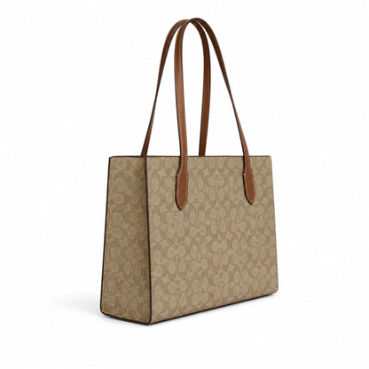 Coach Nina Signature Canvas Tote Bag – Khaki Saddle