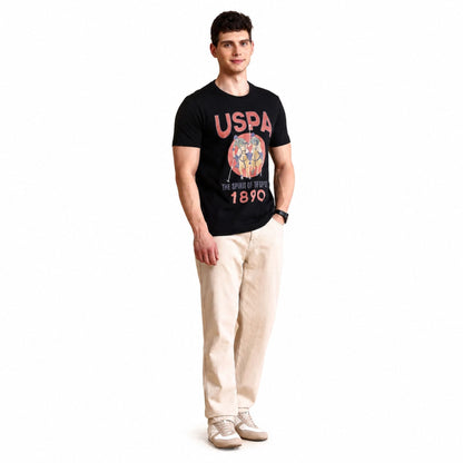 Graphic Printed Muscle Fit T-Shirt - Black