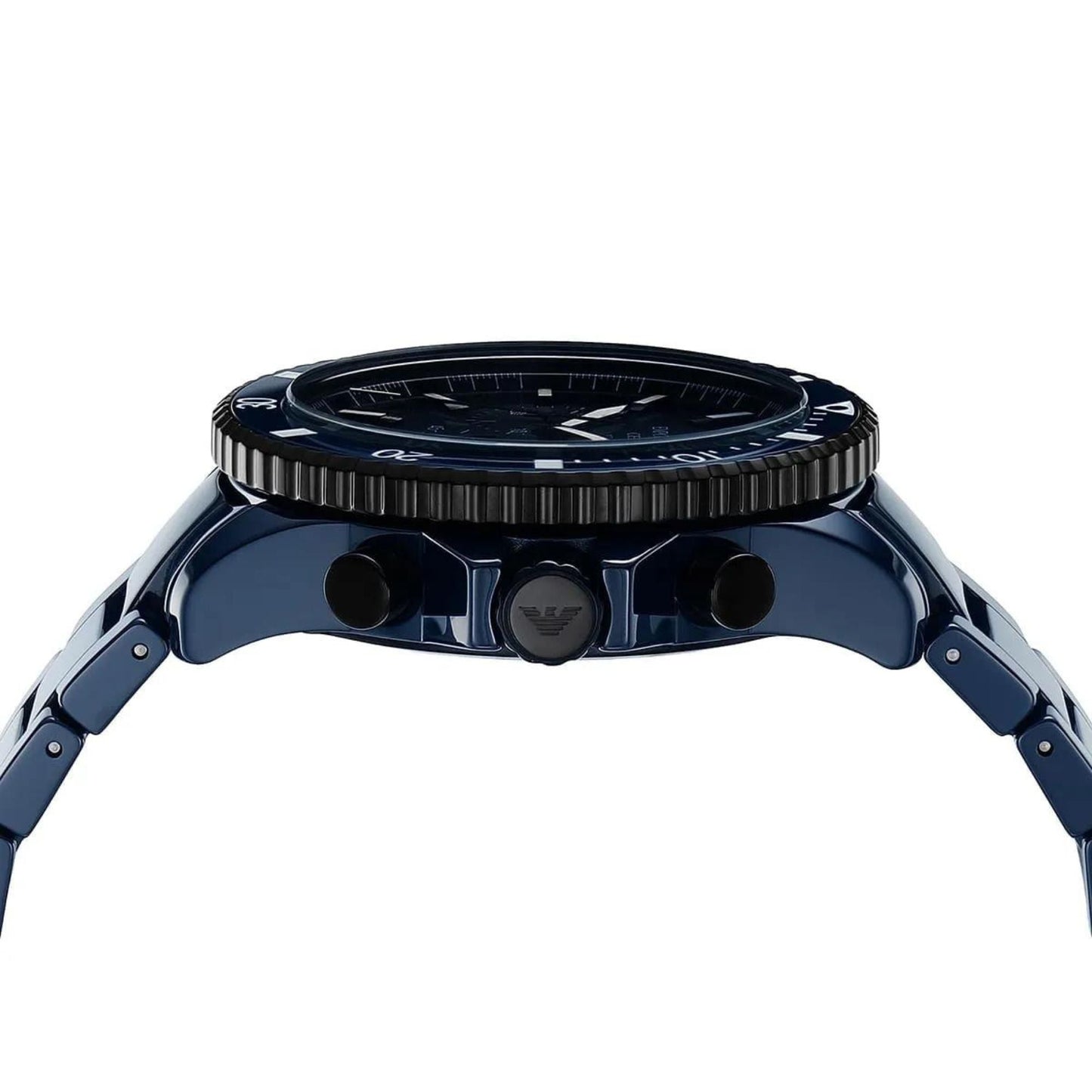 Emporio Armani AR70009 Men’s Chronograph Watch – Blue Dial, Ceramic Strap, 43mm Quartz