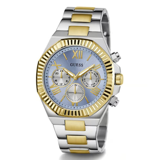 GUESS GW0703G3 Equity Men’s Watch | Blue Dial Two-Tone Multifunction | 44mm Stainless Steel Luxury Watch