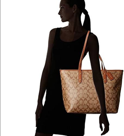 Coach City Zip Tote Bag F36876 in Signature Coated Canvas – Women’s Luxury Shoulder Handbag