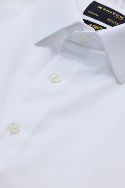 Snitch Men White Slim Fit Stretch Luxe Casual Shirt