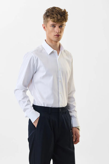 Snitch Men White Slim Fit Stretch Luxe Casual Shirt