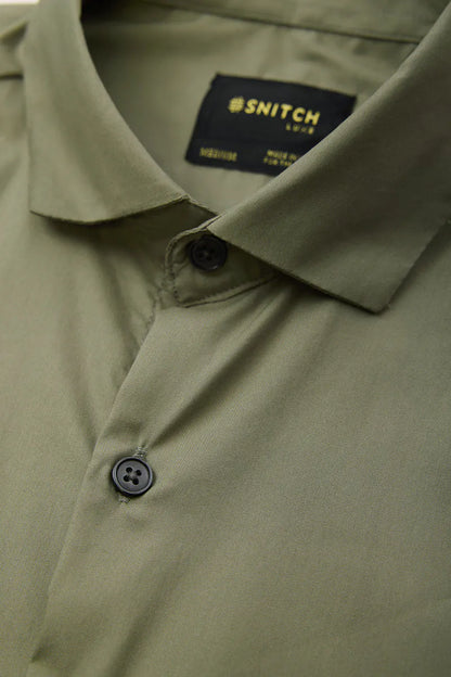 Snitch Men Olive Slim Fit Stretch Luxe Casual Shirt for Men