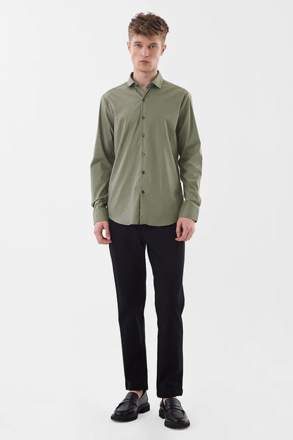 Snitch Men Olive Slim Fit Stretch Luxe Casual Shirt for Men