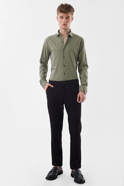 Snitch Men Olive Slim Fit Stretch Luxe Casual Shirt for Men