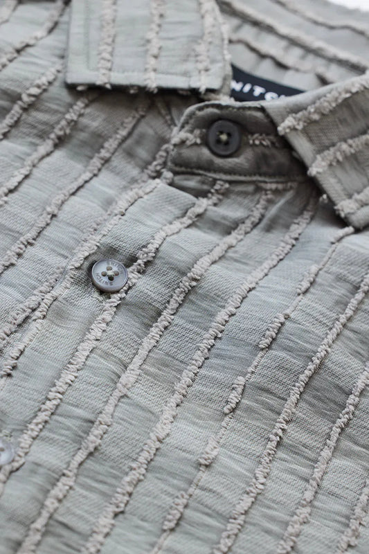Snitch Slim Fit Stripes Grey Shirt for Men