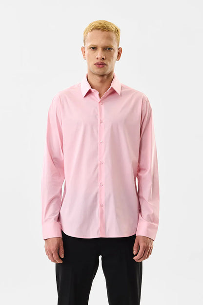 Snitch Men Pink Slim Fit Solid Spread Collar Casual Shirt