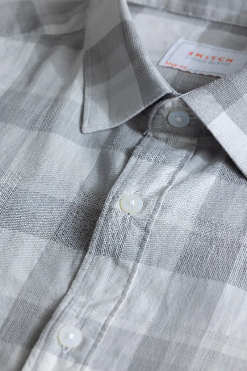 Snitch Alessia Smoke Grey Checks Linen Blend Shirt for Men