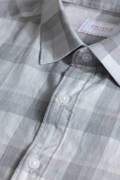 Snitch Alessia Smoke Grey Checks Linen Blend Shirt for Men