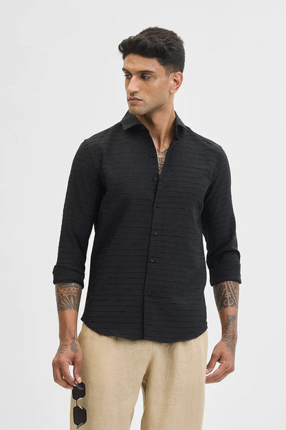 Snitch Men Black Crush Slim Fit Casual Shirt for Stylish Everyday Wear