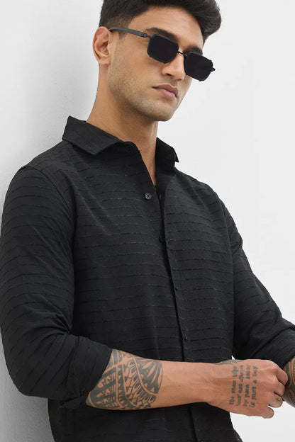 Snitch Men Black Crush Slim Fit Casual Shirt for Stylish Everyday Wear