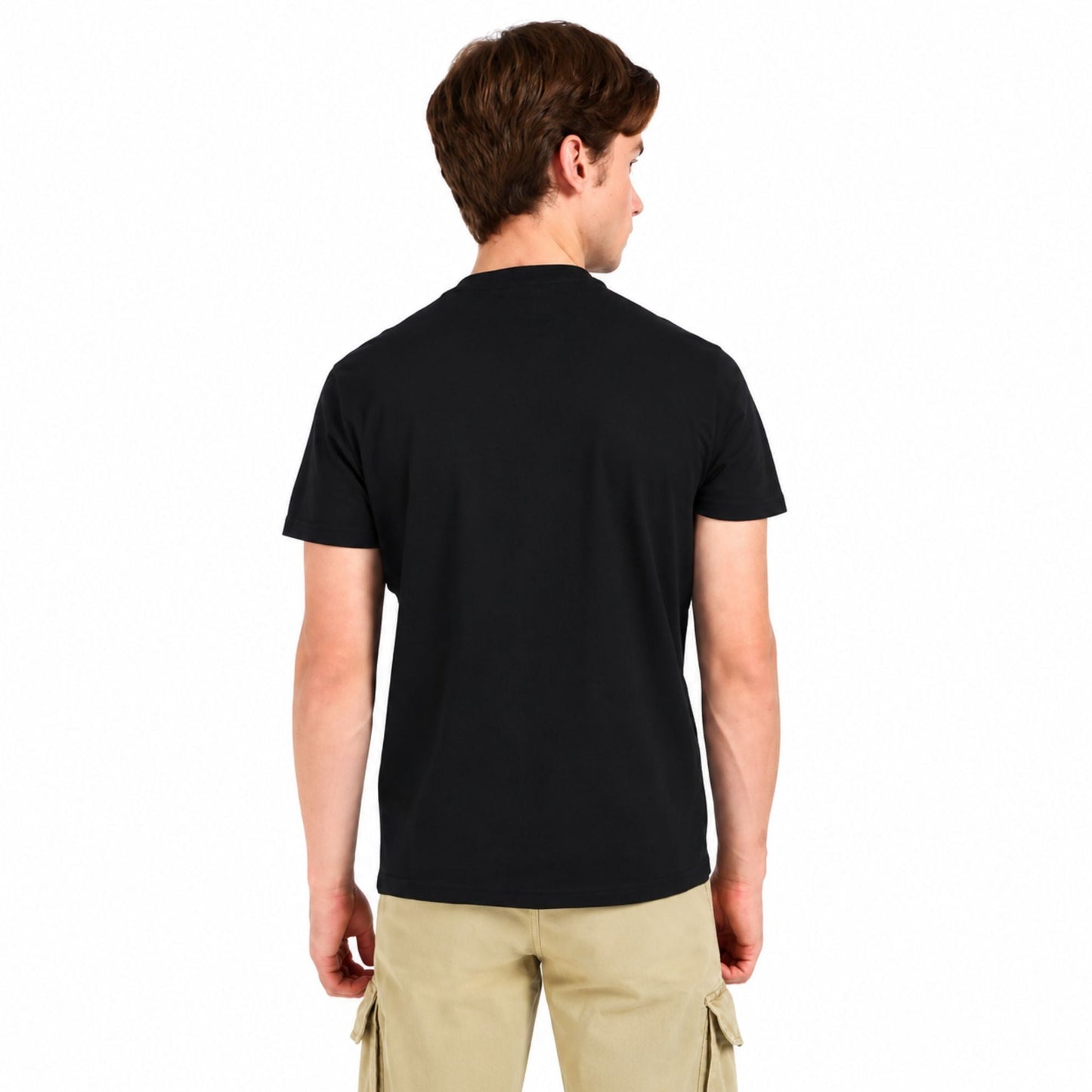 TOMMY HILFIGER Men Printed Round Neck Pure Cotton T-Shirt - Black