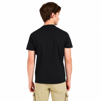 TOMMY HILFIGER Men Printed Round Neck Pure Cotton T-Shirt - Black