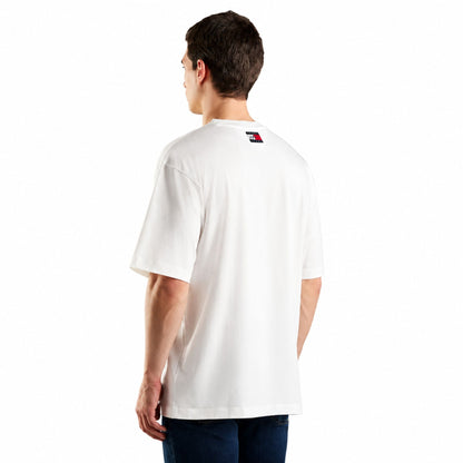 TOMMY HILFIGER Embroidered Logo Relaxed Fit T-Shirt - Ecru
