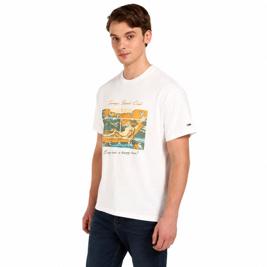 TOMMY HILFIGER Men Graphic Print Round Neck T-Shirt - White