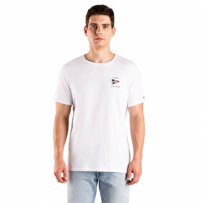 TOMMY HILFIGER Men Graphic Print Pure Cotton T-Shirt - White